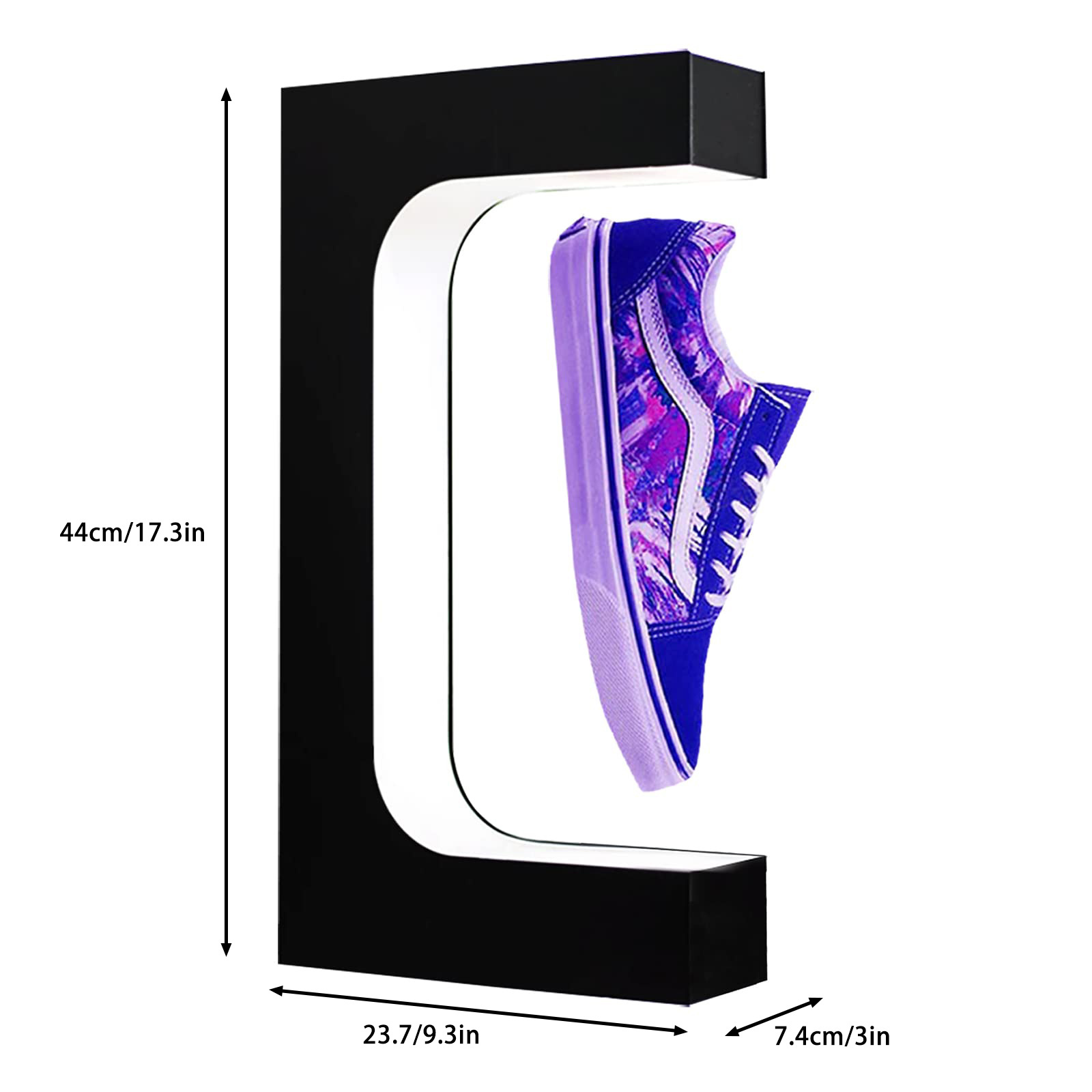 Custom E Shape Base Acrylic Magnetic Levitation Floating Shoes Display Stand With Led Lights for Store Display & Home Decoration