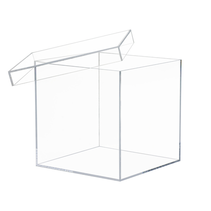 Clear Acrylic Plastic Square Cube Small Box With Lid Storage Boxes Organizer Acrylic Box For Sneakers