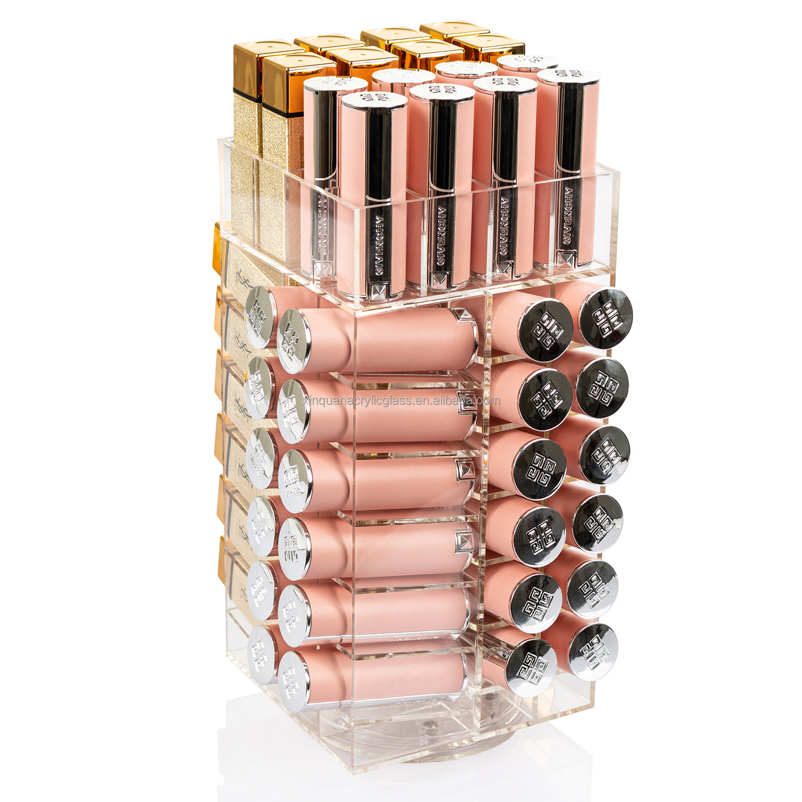 Clear Lipstick Stand Spinning Lipgloss Storage Make Up Organiser Display Acrylic Rotating Cosmetic Rotating Lipstick Holder