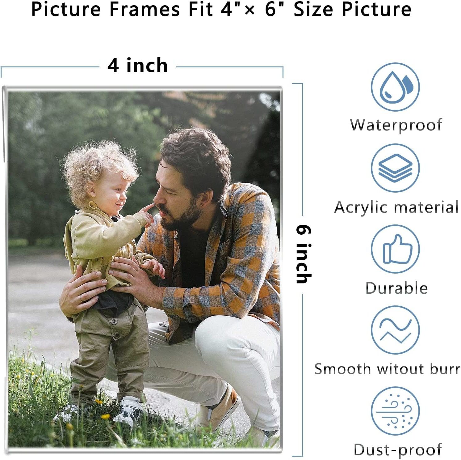 High Quality Acrylic Picture Frame 4x6 Clear Double-sided Photo Frame Magnetic Photo Frames Display