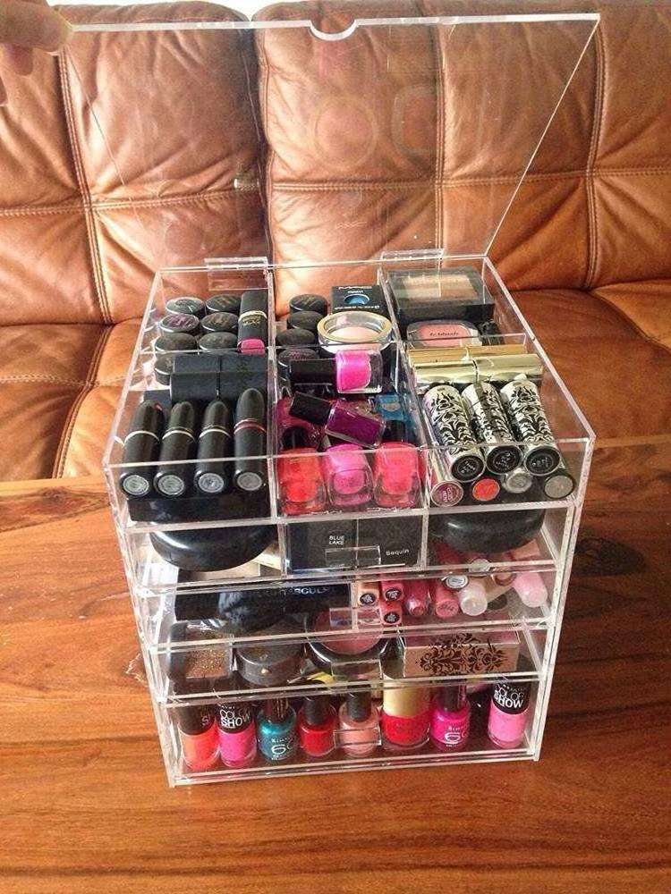 Acrylic Large Beauty Cube 5 Tier Drawers Acrylic Cosmetic Organizer Handmade Multi Function Makeup Organizer Storage10