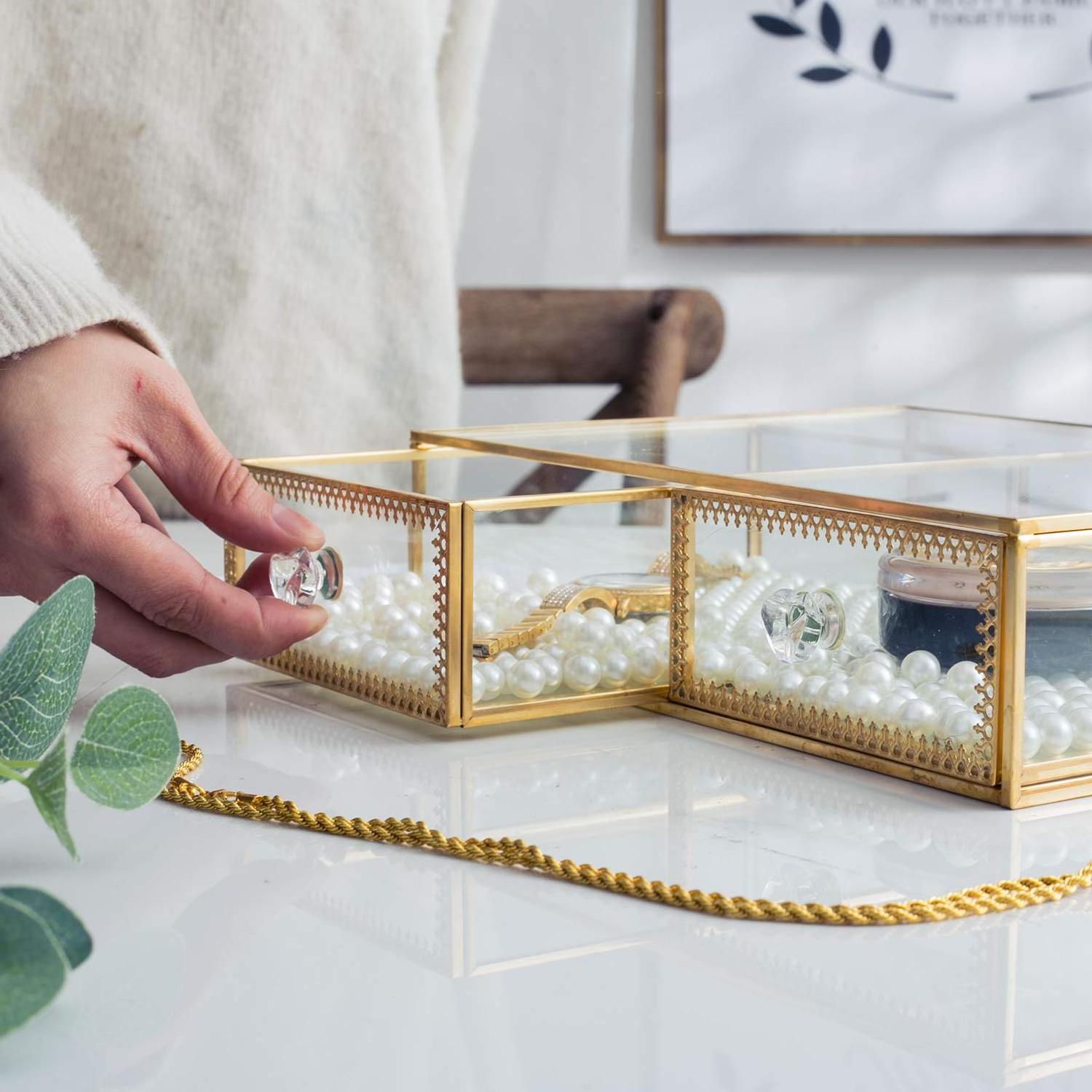 Custom OEM/ODM, Acrylic Jewellery Organiser With Drawer Box, Jewelry Case Holder for Cosmetic Necklace and Earring Organizer