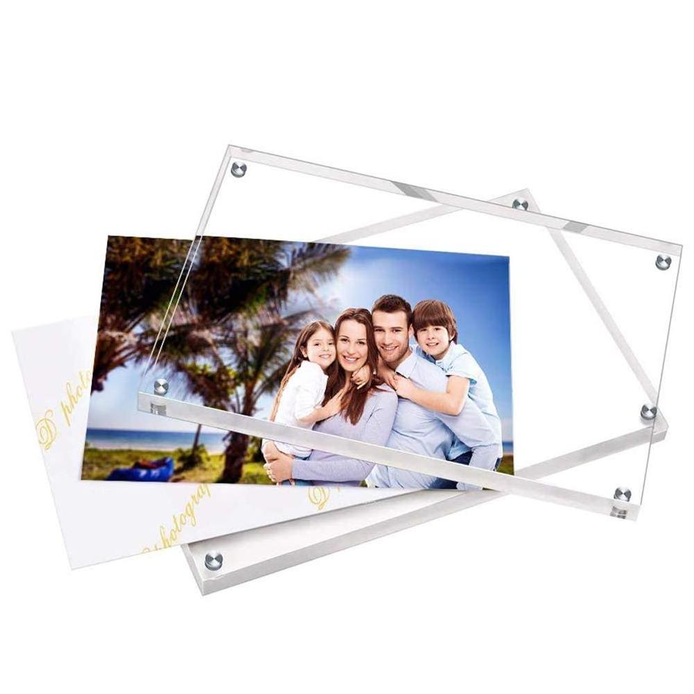 Custom Clear Magnetic Acrylic Photo Frame, Acrylic  Freestanding Floating Frames for Bedroom Living Room Home Office Store