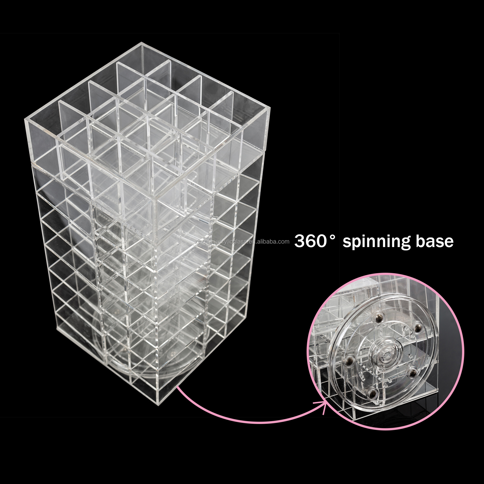 Clear Lipstick Stand Spinning Lipgloss Storage Make Up Organiser Display Acrylic Rotating Cosmetic Rotating Lipstick Holder