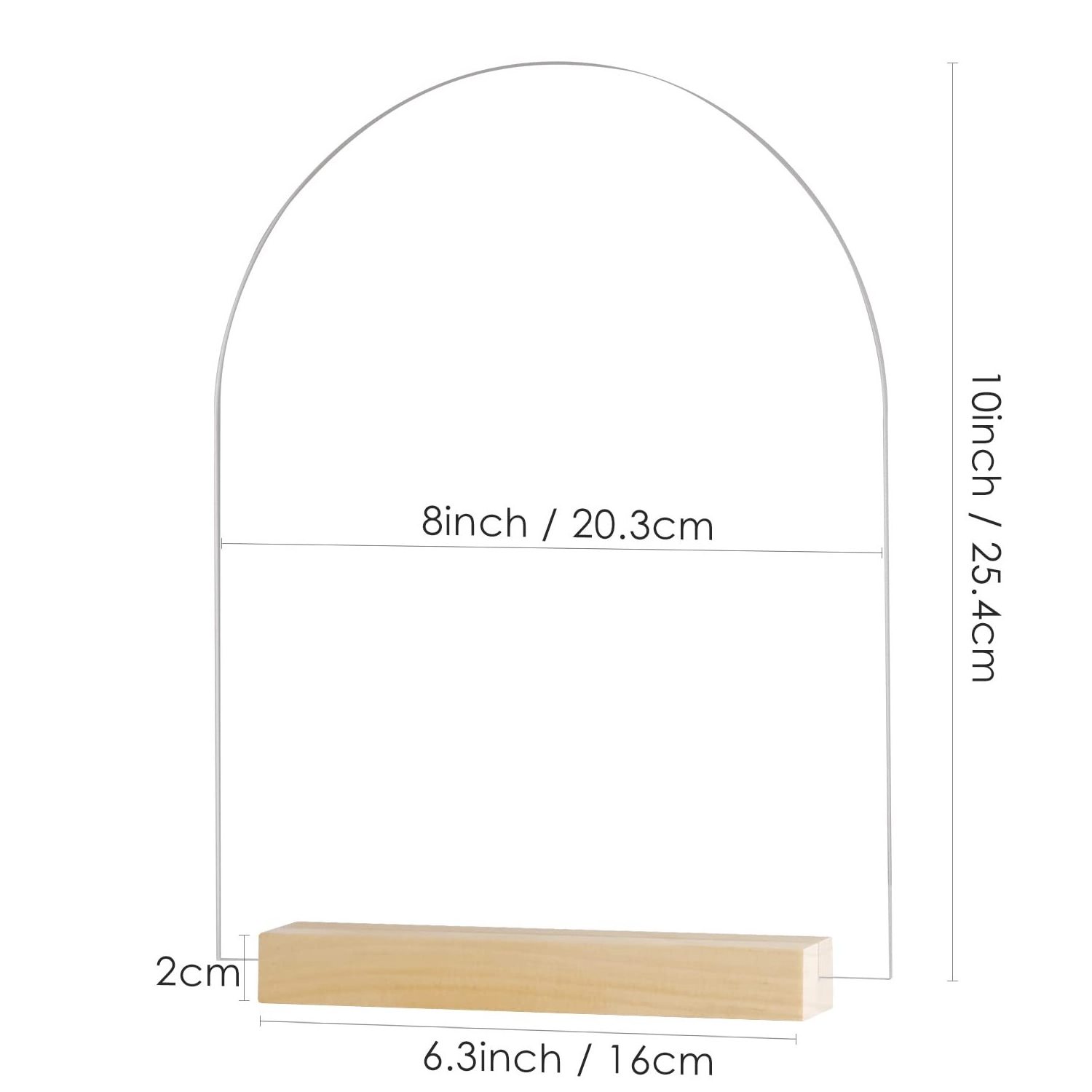 Clear Arched Diy Arch Acrylic Sign Sheets Blank With Wood Stand For Wedding Menu Drink Bar List Sign