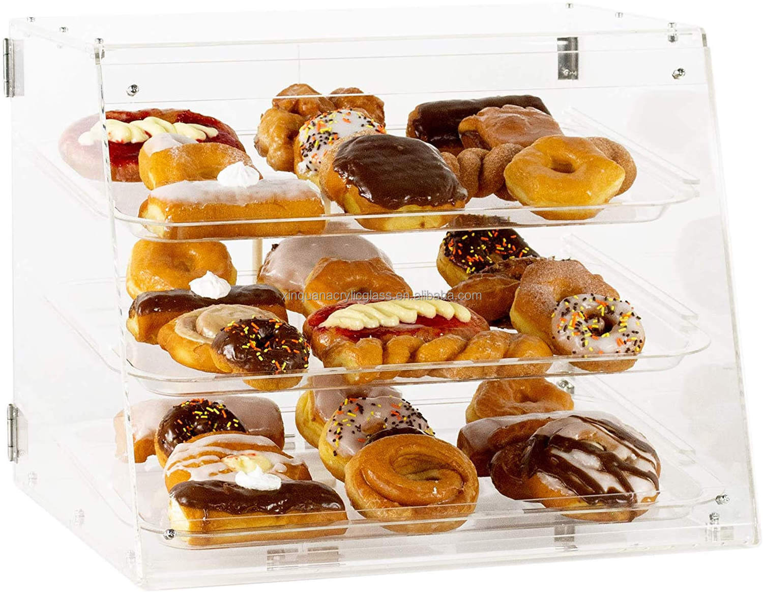 Coffee Shop Table Top 3 Tier Clear Acrylic Display Case For Food Bread Display Case