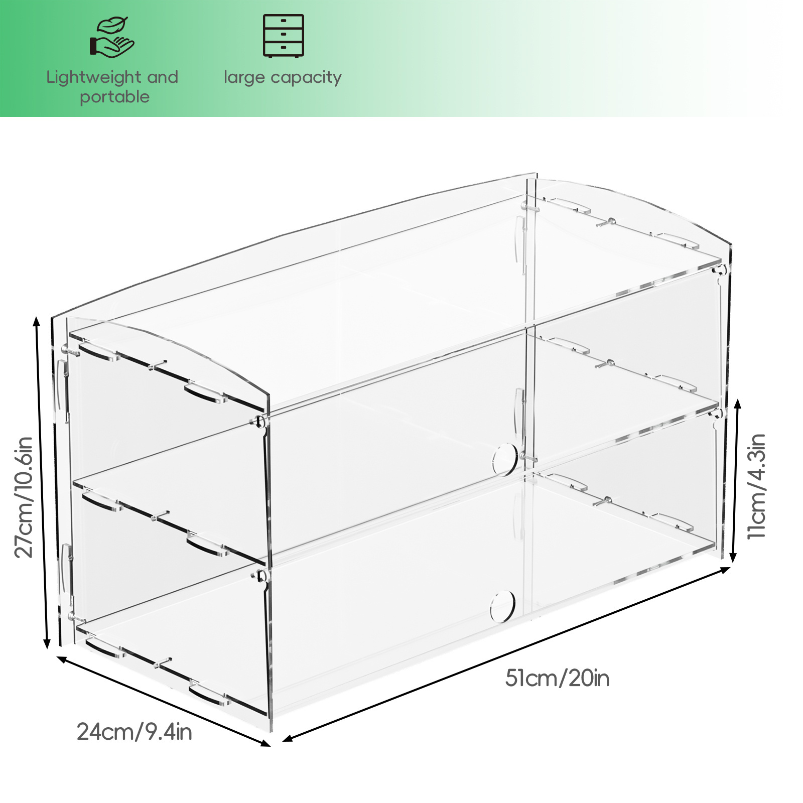 Custom Acrylic Display Case 2 Layer Bakery Pastry Display Case, Acrylic display cabinet for Self Serve Food Bread Sandwich