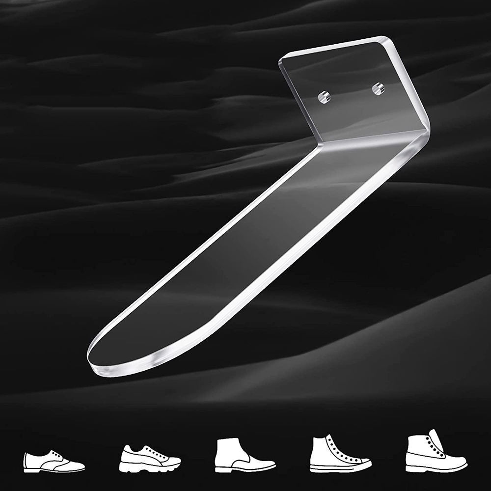 Wall Mount Plexiglass Crystal Wall Mounted Shoe Floating Display Shelf Acrylic Shoe Display For Floating Trainer Shoe Display