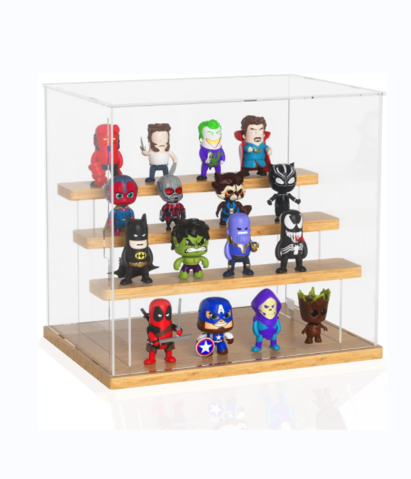 Custom OEM/ODM Acrylic Display Case Box with Wooden Partitions, Storage Display Stand for Collectibles, Memorabilia, Figurines