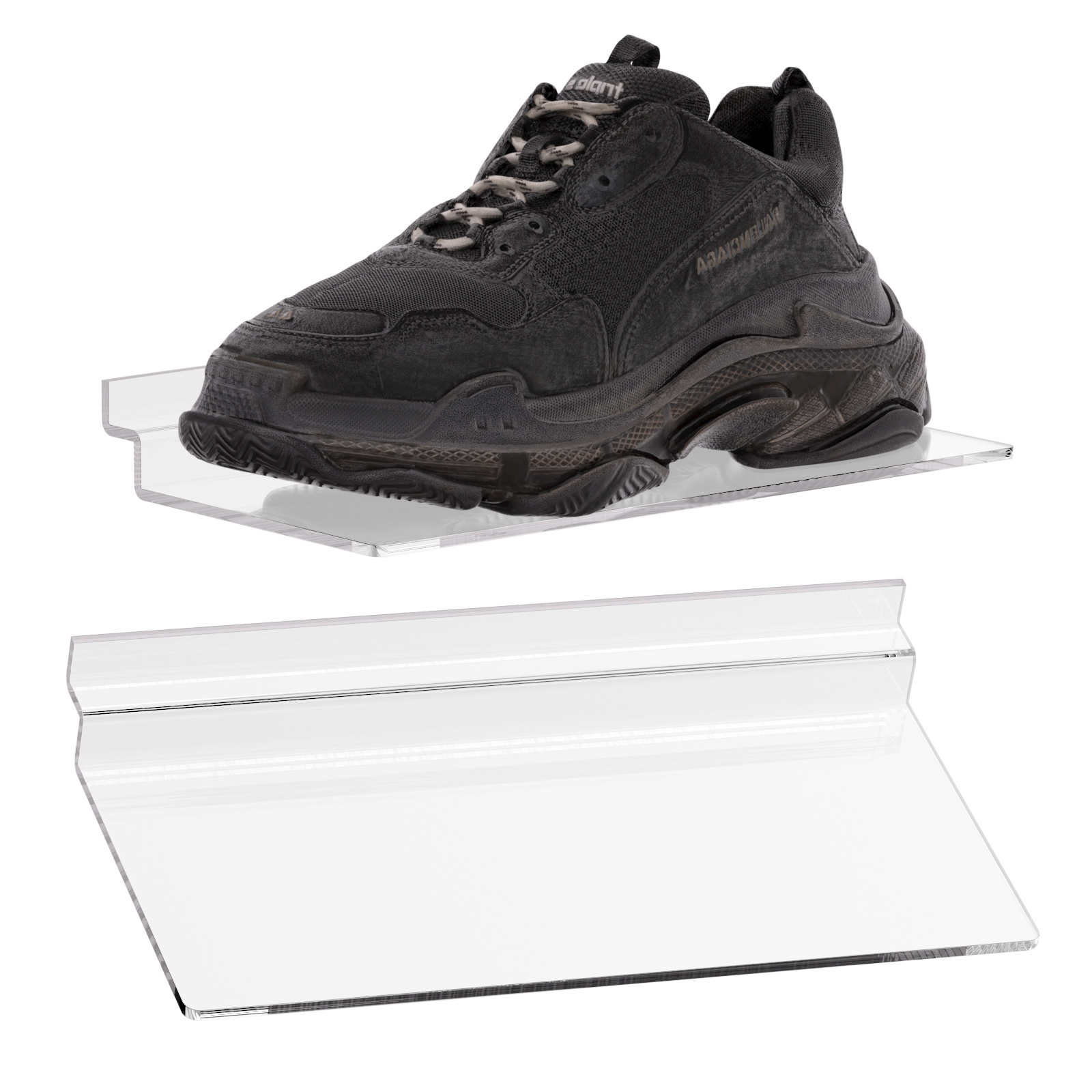 Custom Slatwall Acrylic Retail Display Shelf, Acrylic Shoe Shelves for Sneakers, Shoe Racks, Sneaker Shelf, Wall Shelves