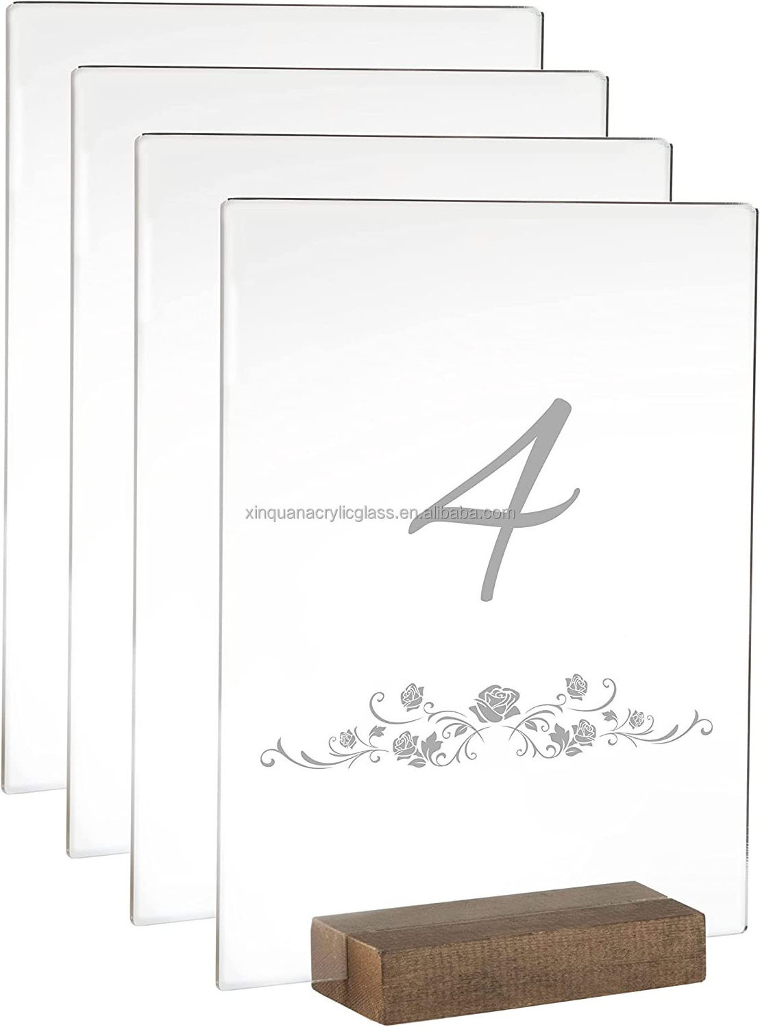 Acrylic Table Numbers Walnut Wood Card Holder Wooden Table Number Stand Sign Acrylic Menu Holder welcome sign stand for wedding