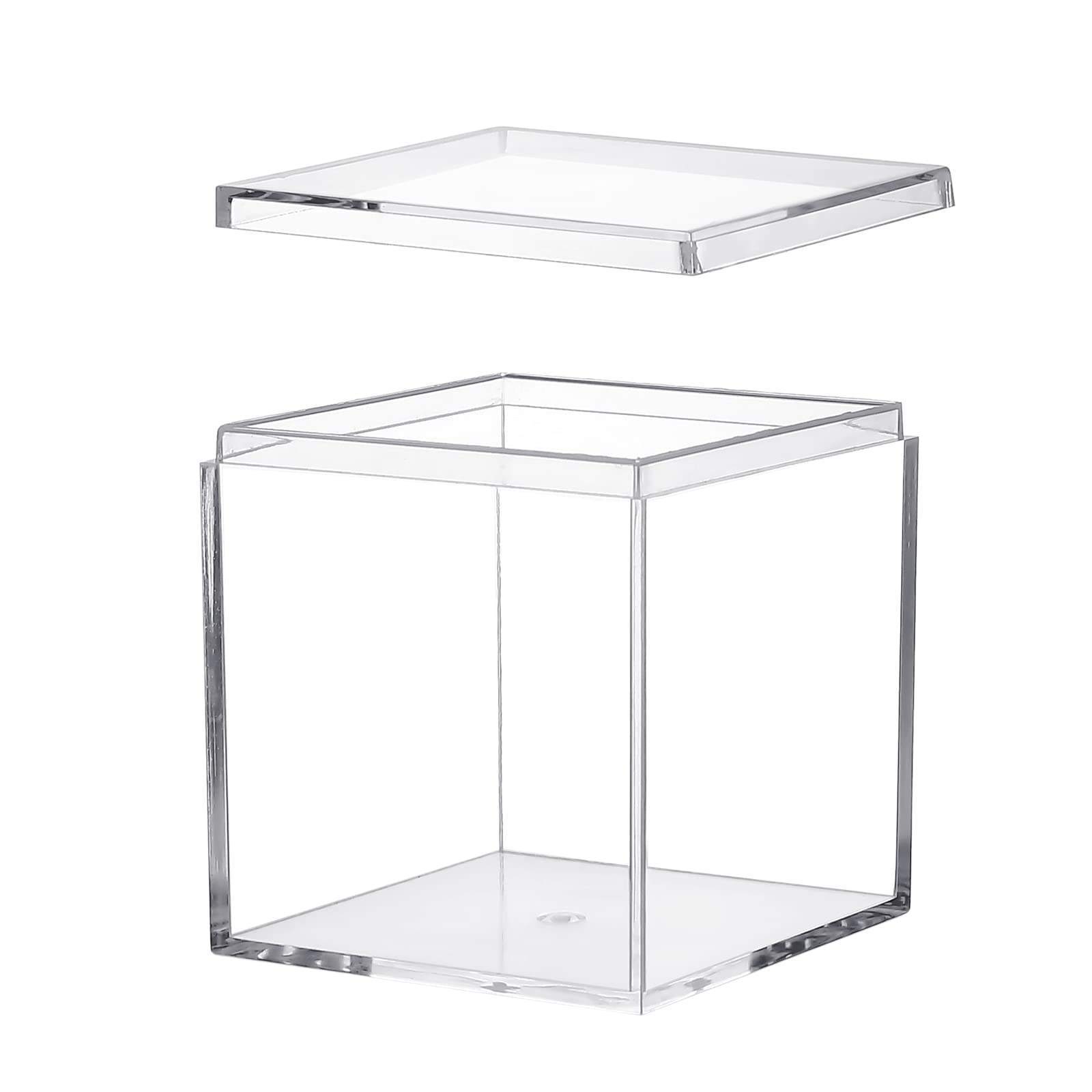 Clear Acrylic Plastic Square Cube Small Box With Lid Storage Boxes Organizer Acrylic Box For Sneakers