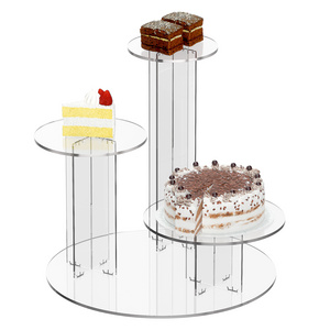 Custom OEM/ODM Acrylic Round Display Stand Cake Stand Holder, Clear Acrylic Cake Stand for Bakery, Birthday, Wedding, Party