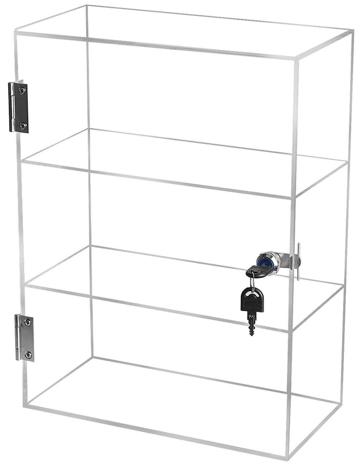 Customized 3-Shelf Acrylic Display Case, Countertop Locking Organizer Cabinet, Clear Lock Display