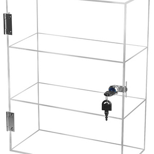 Customized 3-Shelf Acrylic Display Case, Countertop Locking Organizer Cabinet, Clear Lock Display