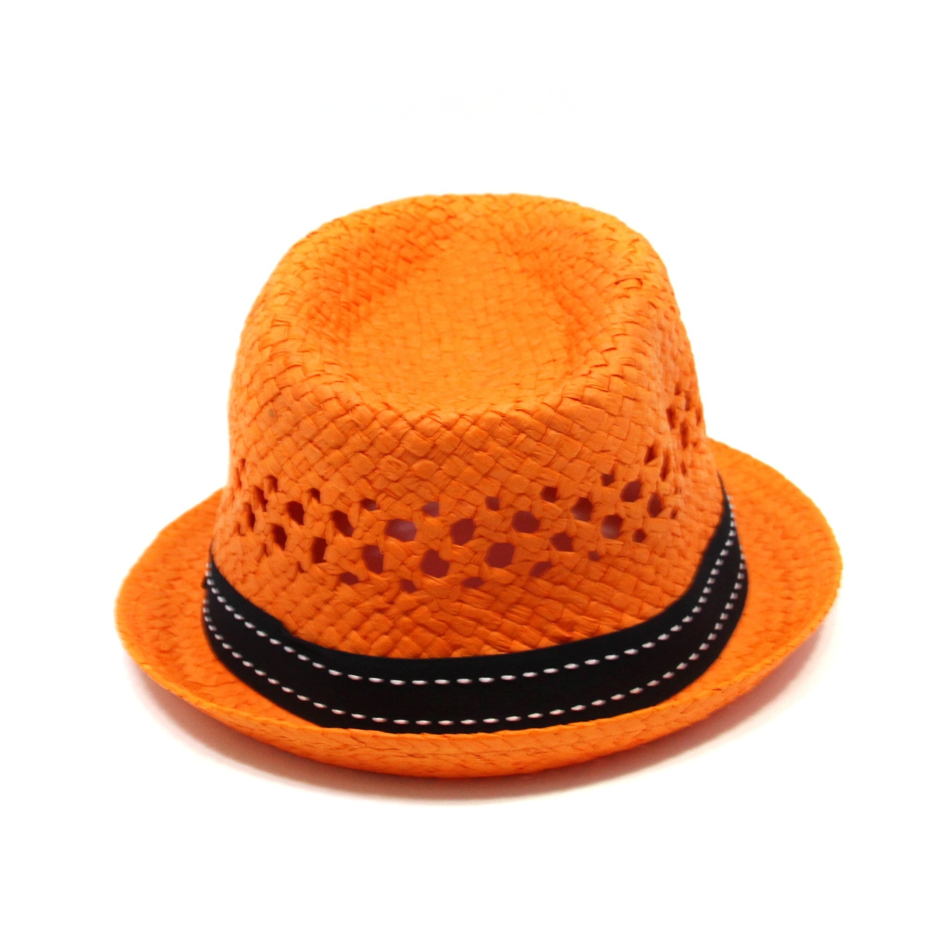 Hot Sale Fashion Wholesale Mens Orange Straw Fedora Hats