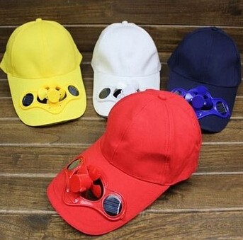 baseball cap cotton 6 panel wholesale solar powered fan hat