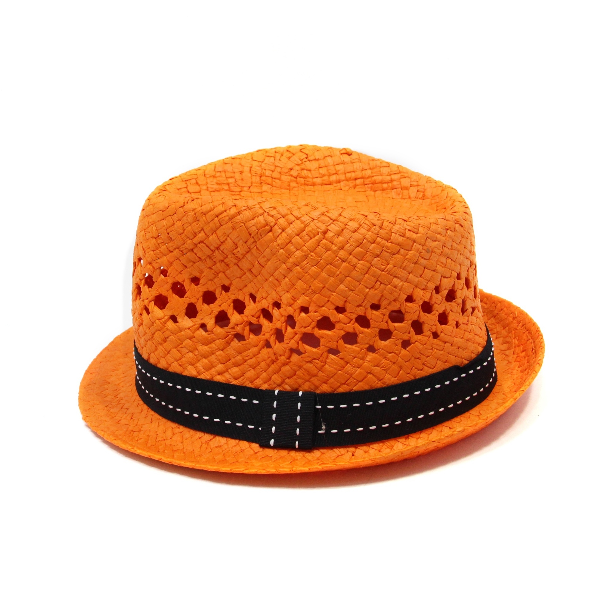 Hot Sale Fashion Wholesale Mens Orange Straw Fedora Hats