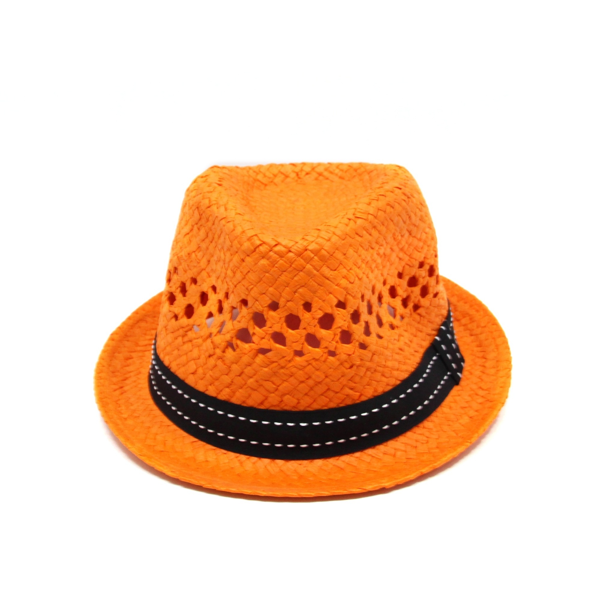 Hot Sale Fashion Wholesale Mens Orange Straw Fedora Hats