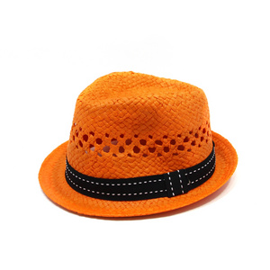 Hot Sale Fashion Wholesale Mens Orange Straw Fedora Hats