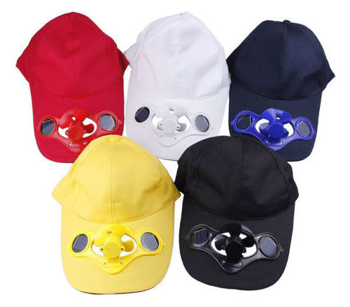 baseball cap cotton 6 panel wholesale solar powered fan hat