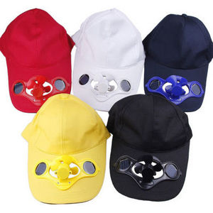 baseball cap cotton 6 panel wholesale solar powered fan hat