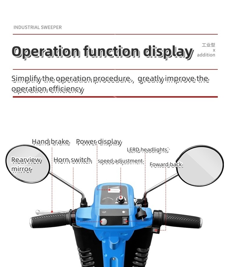 Electric Dust Trolley Commercial Factory Cleaning Car Multifunctional Cleaning Mopping Car Ride On Floor Mop