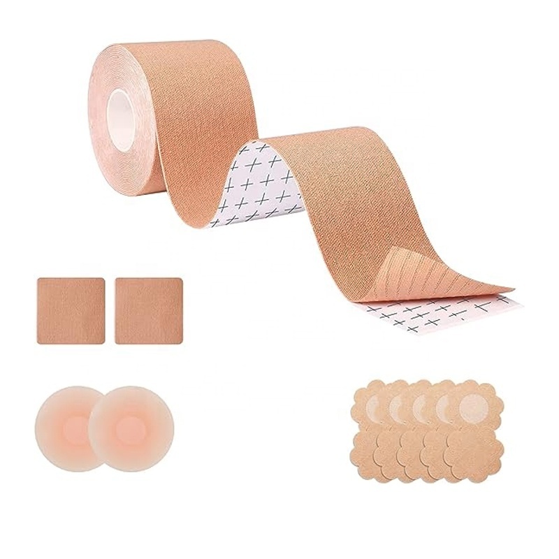 Light Skin Black Tan Uplift Boob Tape Waterproof diy Breast Tape with nipple cover