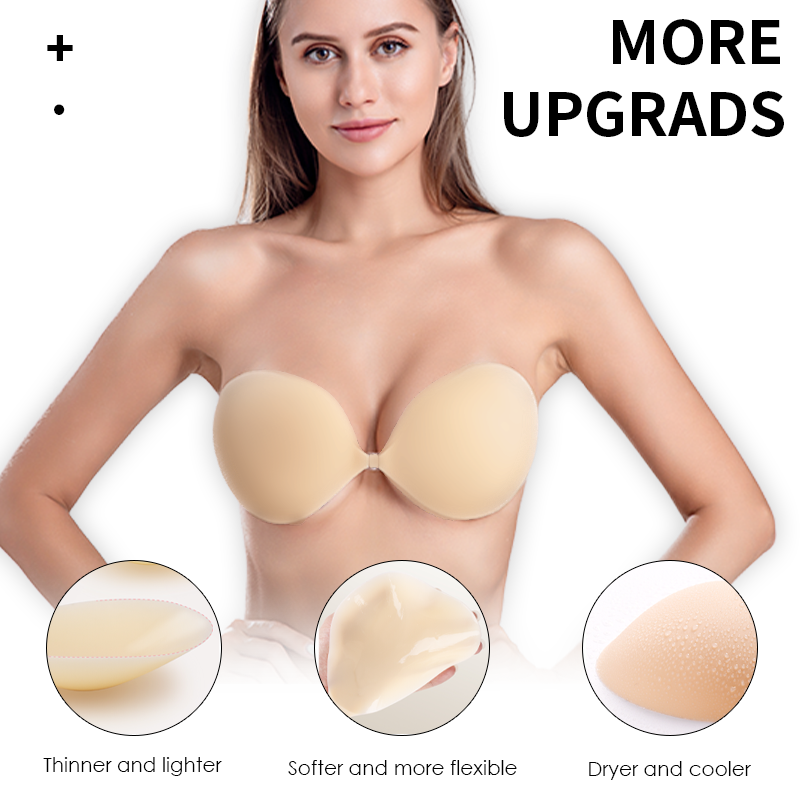 Big cup  Thin Matte silicone bra  Sticky Bra Reusable Silicone Adhesive push up and gathering  Bras for Women