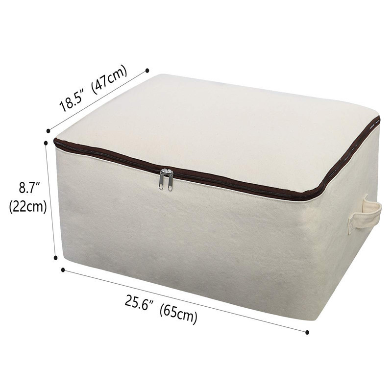 Large Capacity Durable Cotton Clothes Storage Bag Folding Blanket Canvas Zipper Storage Bag For Bedding