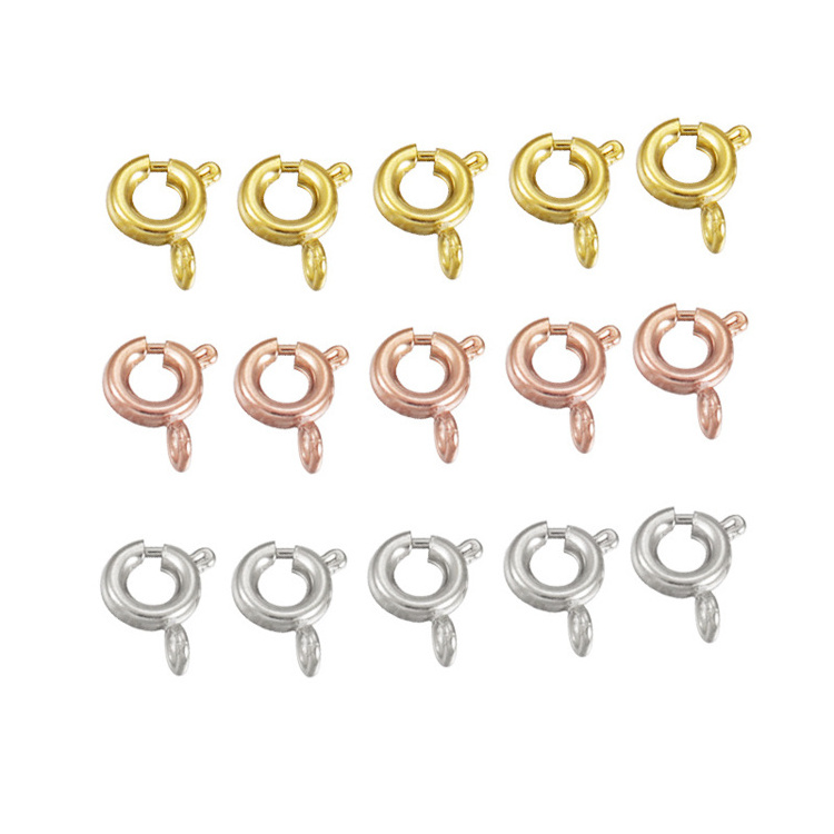 Hot Sales Jewelry Findings Stainless Steel PVD 18K Gold Plated Bracelet 5mm Spring Ring Clasps