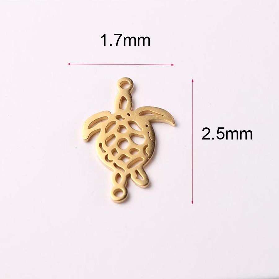 Two Holes Connector Highly Polished Stainless Steel Sea Turtle Charms for Jewelry Making