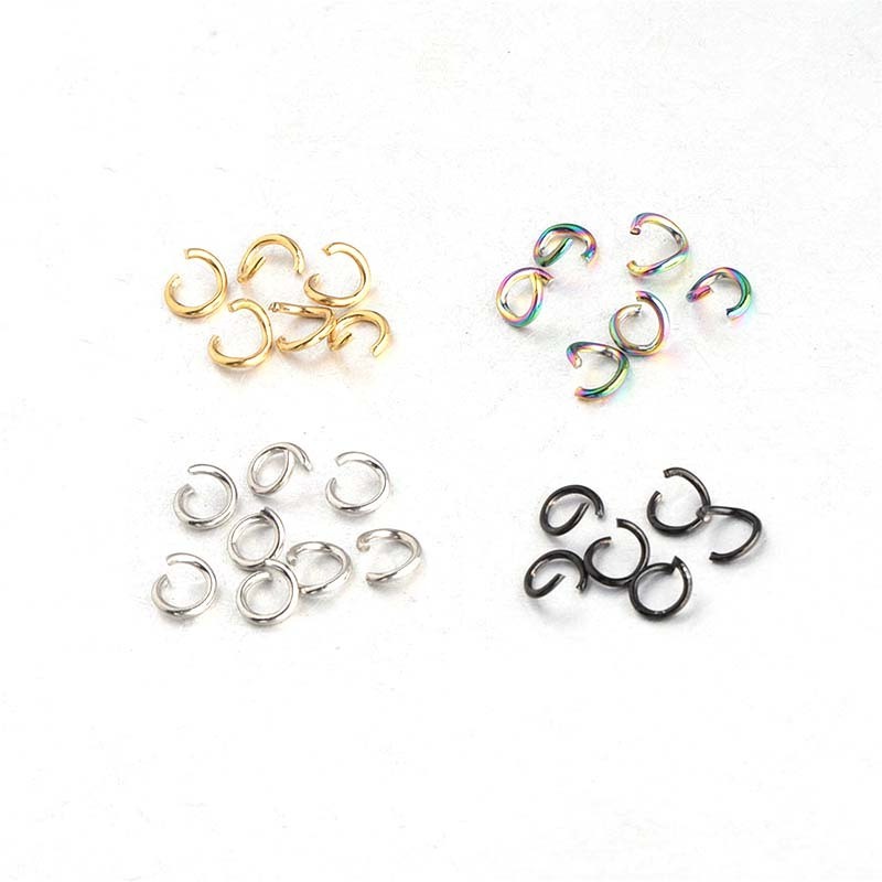 1*6/mm Rainbow Black Stainless Steel Open Jump Rings Single Loops Split Rings