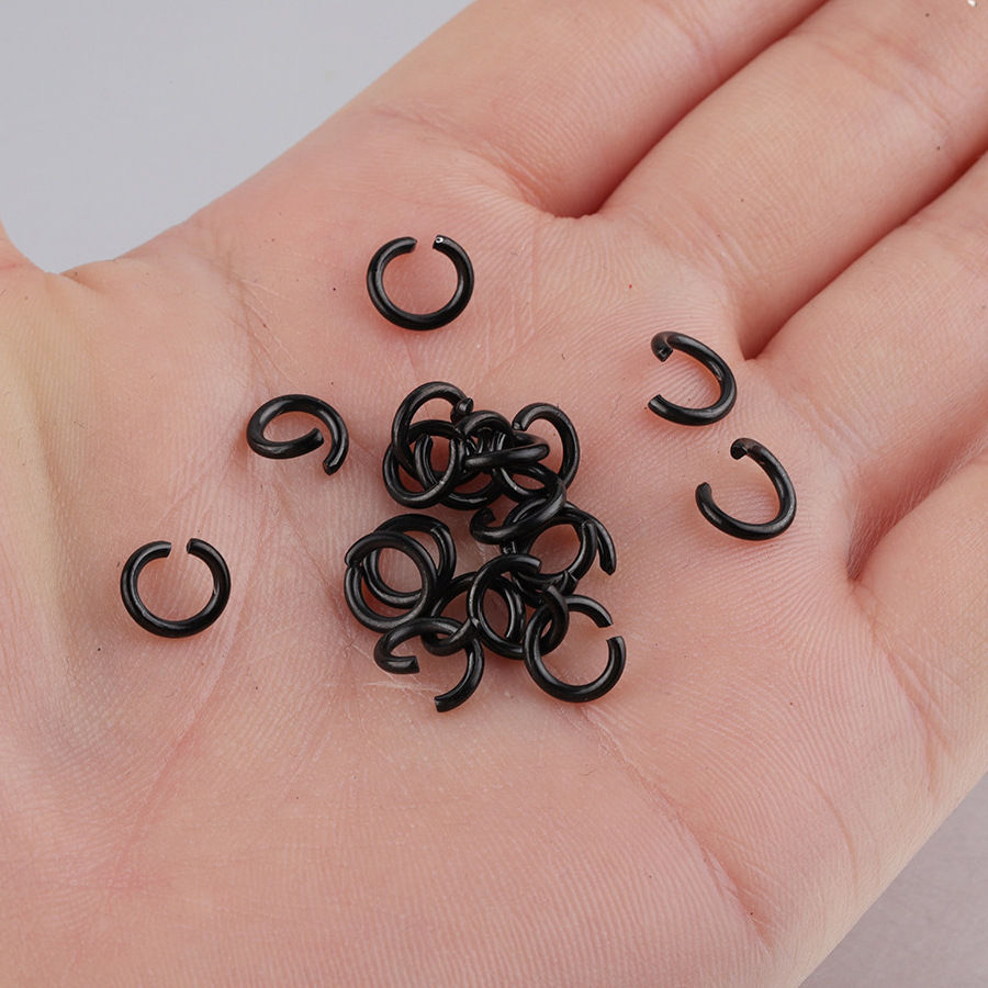 1*6/mm Rainbow Black Stainless Steel Open Jump Rings Single Loops Split Rings