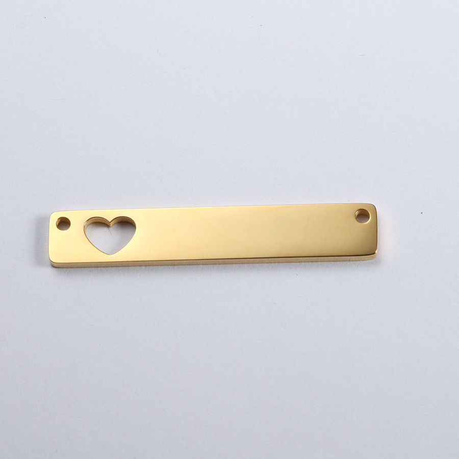 2019 New Wholesales Stainless Steel Mirror Polished Blank Engravable Rectangle Customs Logo Love Heart Charms