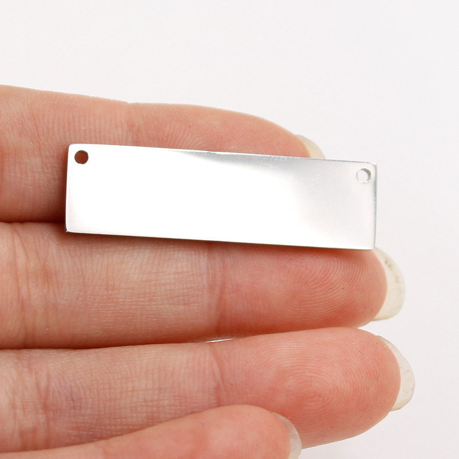 Mirror Polish DIY Jewelry Findings 10*35mm Custom Stainless Steel Blank Bar Pendant for Necklace