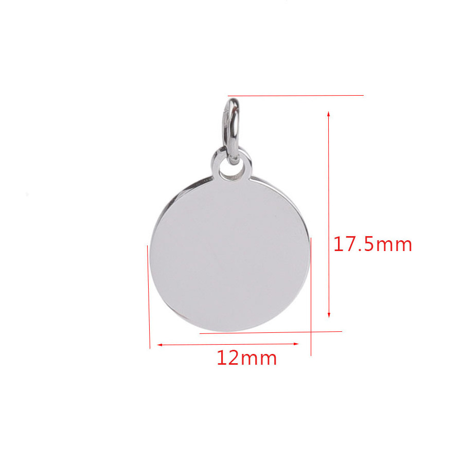 Customized Mirror Polished Custom Made Engrave Logo Name Charm Jewelry Stainless Steel Round Pendant