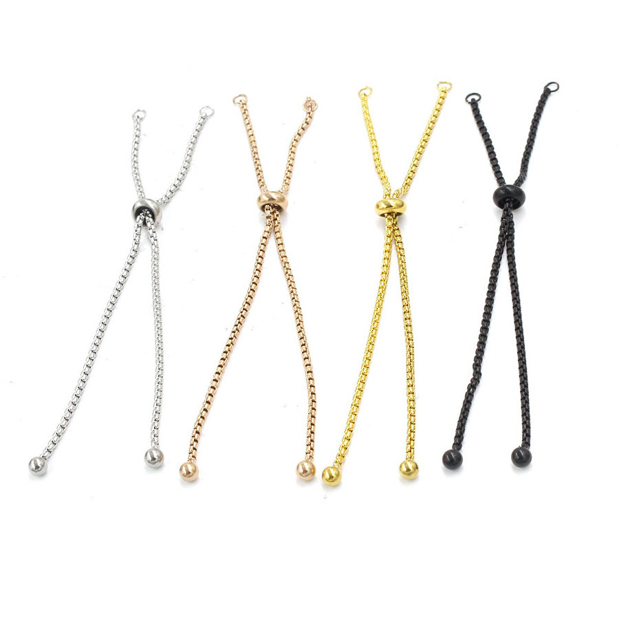 11cm  Adjustable Box Chain Stainless Steel Slider/Slide Extender Bolo Bracelet Chain For Jewelry Making