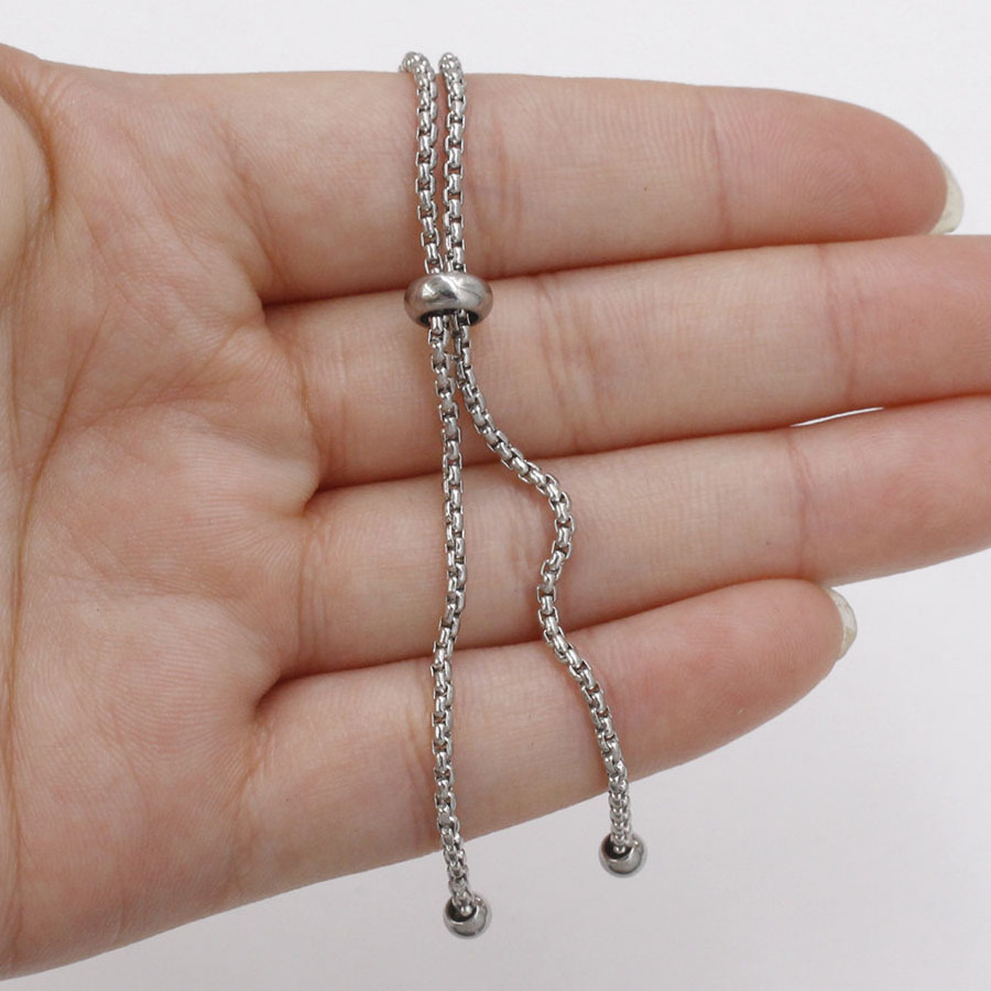 11cm  Adjustable Box Chain Stainless Steel Slider/Slide Extender Bolo Bracelet Chain For Jewelry Making