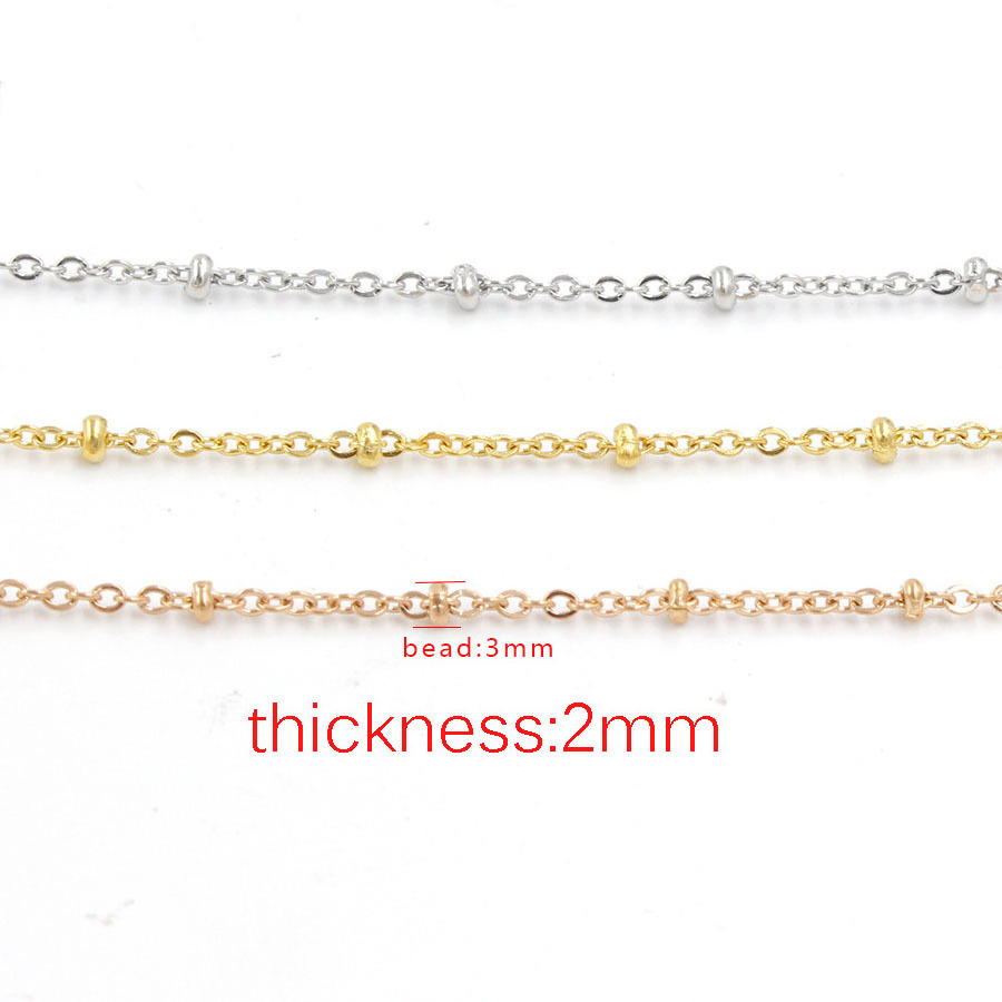 Stainless Steel Ball Satellite Clamp Colored Bead Necklace Plain Chain for DIY Jewelry