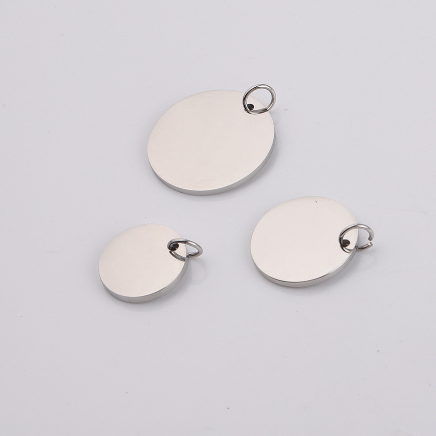 22mm Mirror Polished Round Stainless Steel Engraved Logo Stamping Blank Charms