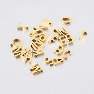 Gold Plated Stainless Steel Mirror Polished Jewelry Alphabet Charms for Bracelet