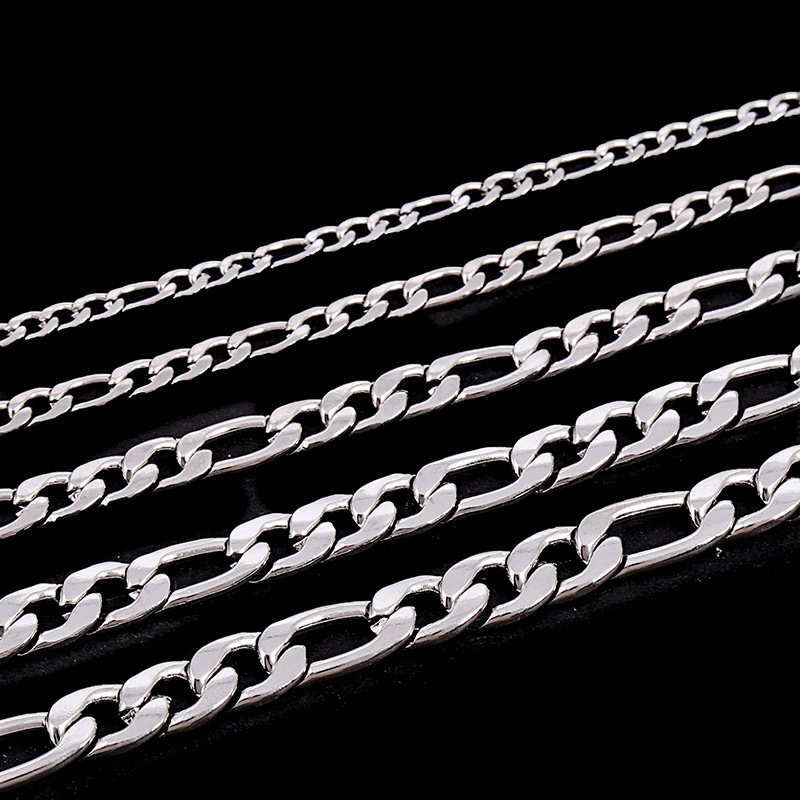 Free sample stainless steel customized silver gold figaro chain for jewelry making