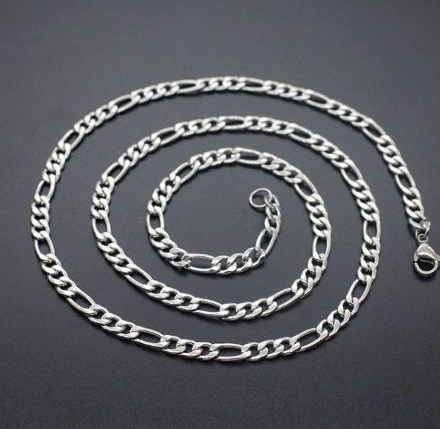 Free sample stainless steel customized silver gold figaro chain for jewelry making