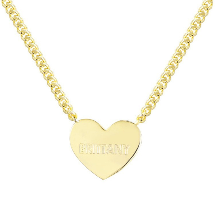 Gold plated heart choker necklace stainless steel engravable blank custom heart pendant necklace