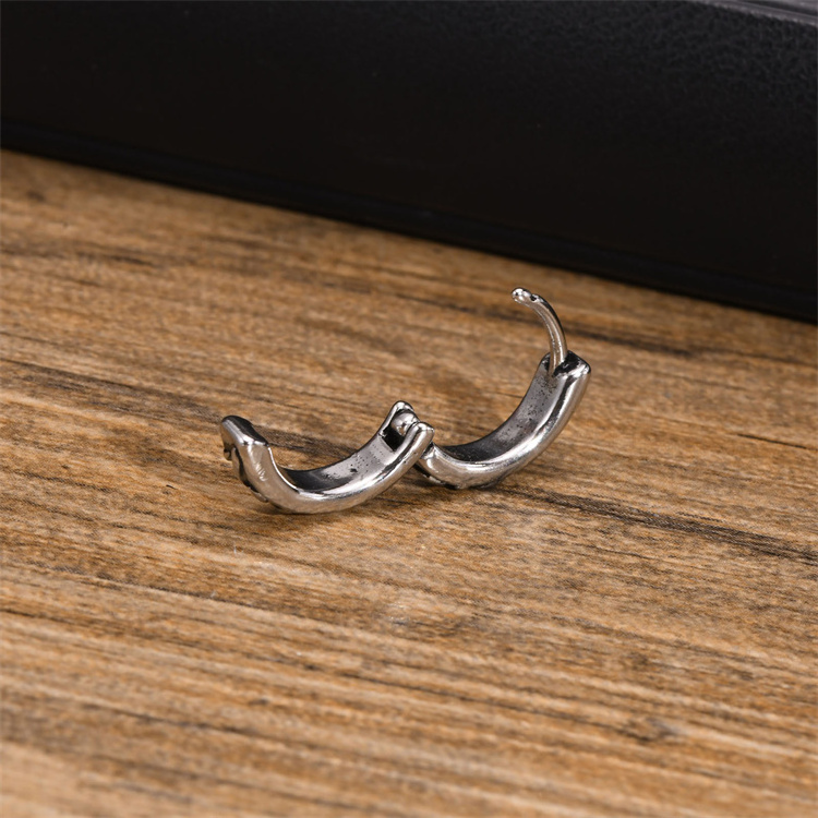 Jewelry manufacturer custom vintage stainless steel hoop earrings for men