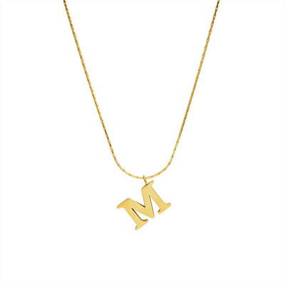 high polishing initial M letter pendant stainless steel blank customized 26 alphabet gold charms pendant necklace