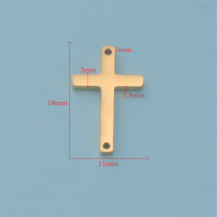 wholesale cross pendant charms for jewelry making double holes stainless steel cross pendant charms