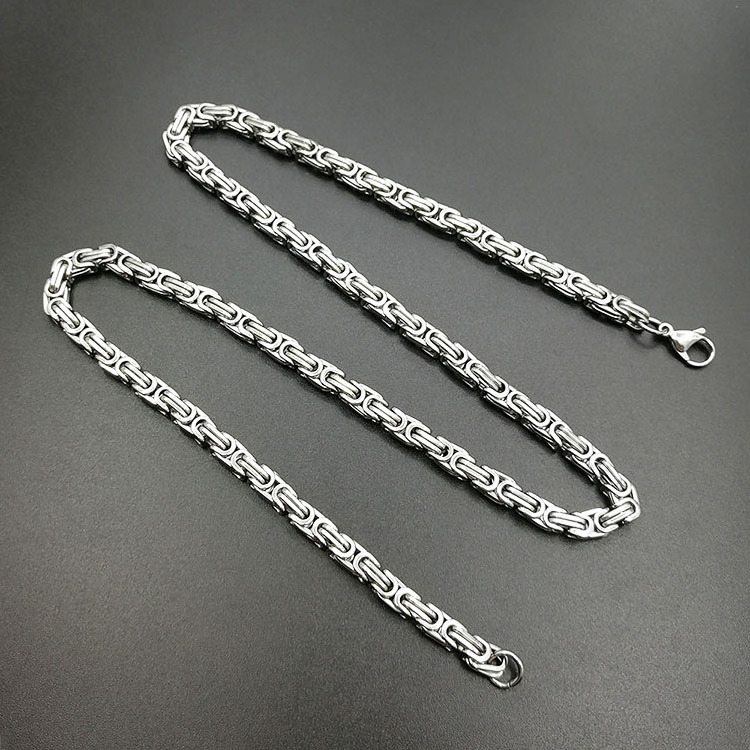 High end stainless steel Byzantine chain silver metal chains for men