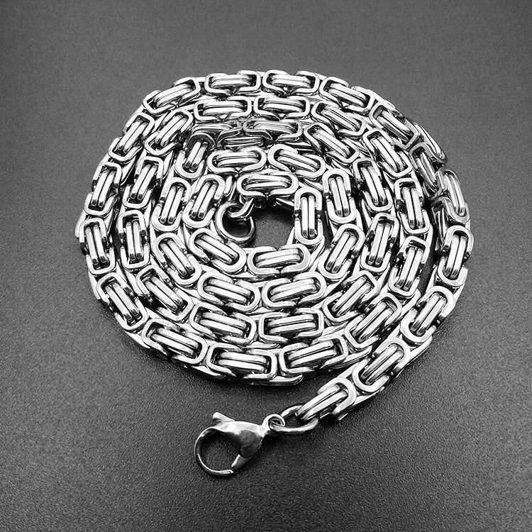 High end stainless steel Byzantine chain silver metal chains for men